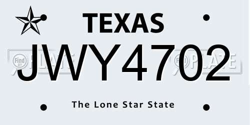 JWY4702 Texas License Plate