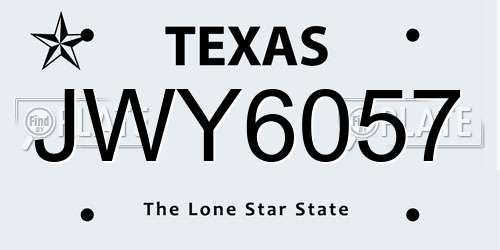 JWY6057 Texas License Plate