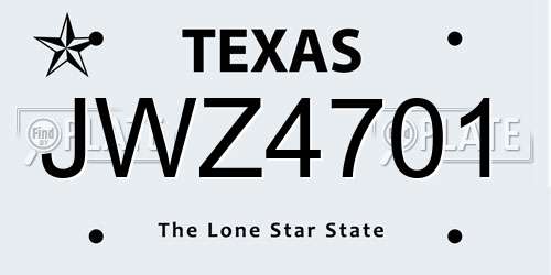 JWZ4701 Texas License Plate