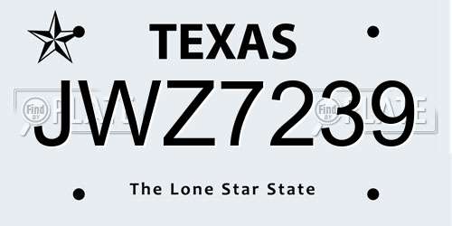 JWZ7239 Texas License Plate