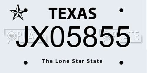 JX05855 Texas License Plate