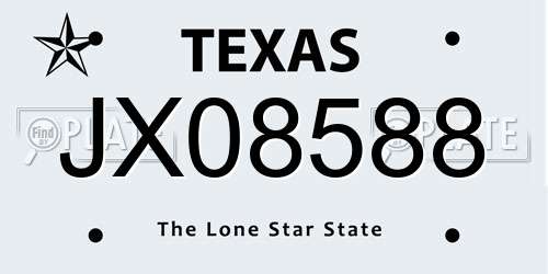 JX08588 Texas License Plate