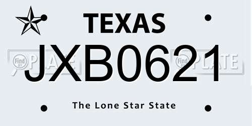 JXB0621 Texas License Plate