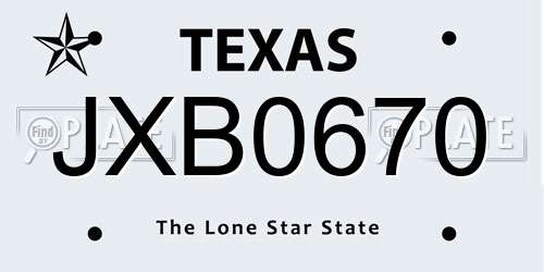 JXB0670 Texas License Plate