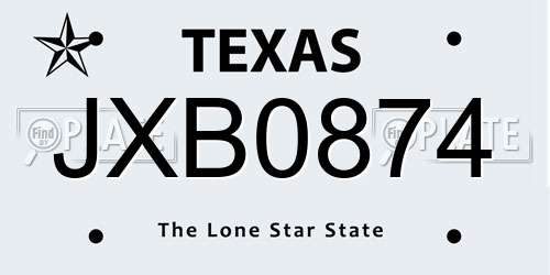 JXB0874 Texas License Plate