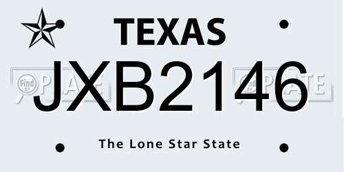 JXB2146 Texas License Plate