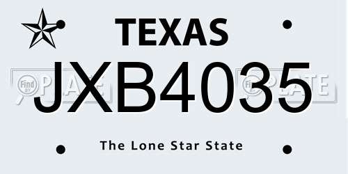 JXB4035 Texas License Plate