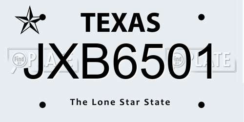 JXB6501 Texas License Plate