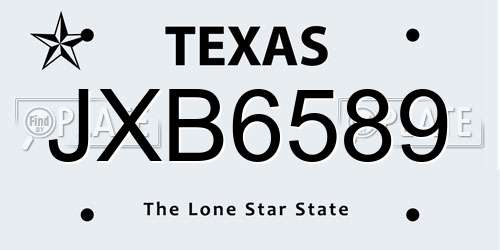 JXB6589 Texas License Plate