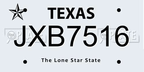 JXB7516 Texas License Plate
