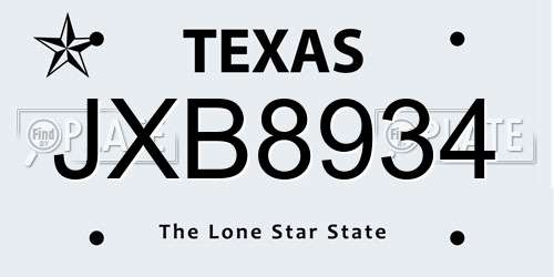 JXB8934 Texas License Plate