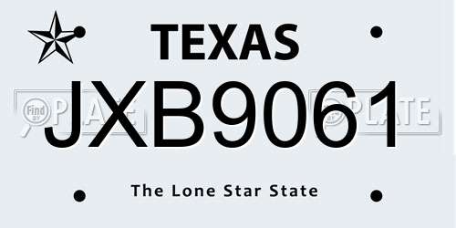 JXB9061 Texas License Plate