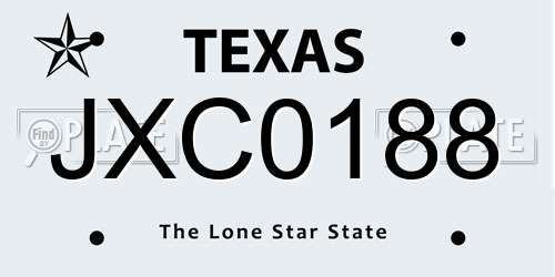 JXC0188 Texas License Plate
