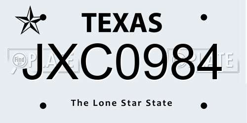 JXC0984 Texas License Plate