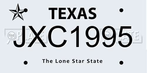 JXC1995 Texas License Plate
