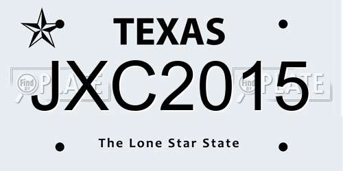JXC2015 Texas License Plate