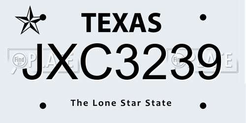 JXC3239 Texas License Plate