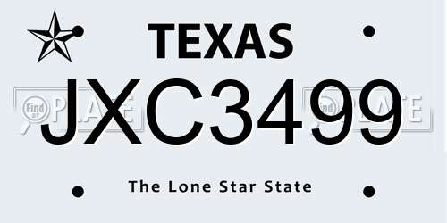 JXC3499 Texas License Plate