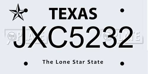 JXC5232 Texas License Plate
