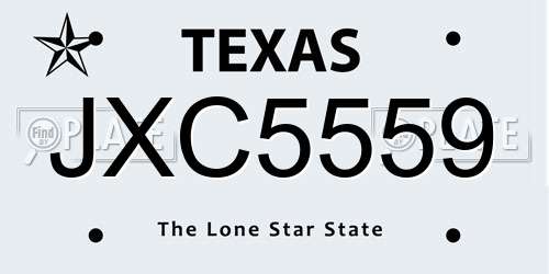 JXC5559 Texas License Plate
