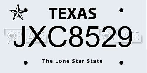JXC8529 Texas License Plate