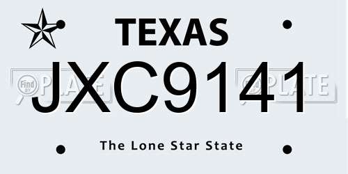 JXC9141 Texas License Plate