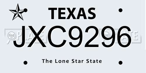 JXC9296 Texas License Plate