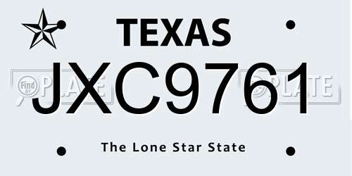JXC9761 Texas License Plate