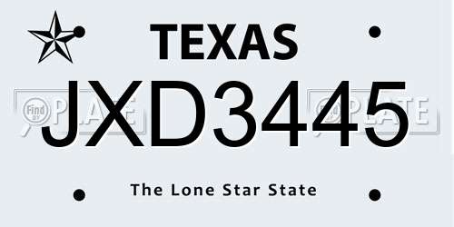 JXD3445 Texas License Plate