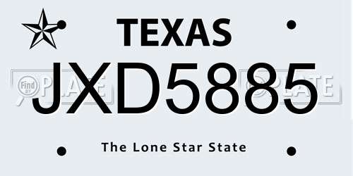 JXD5885 Texas License Plate