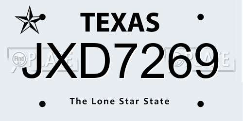 JXD7269 Texas License Plate