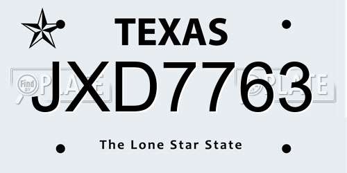 JXD7763 Texas License Plate