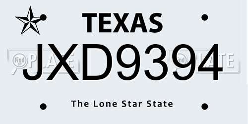 JXD9394 Texas License Plate