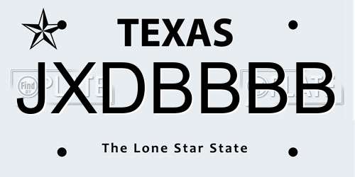 JXDBBBB Texas License Plate