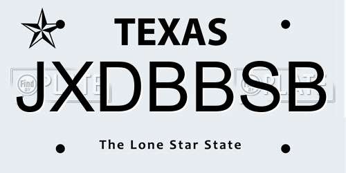 JXDBBSB Texas License Plate