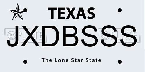 JXDBSSS Texas License Plate