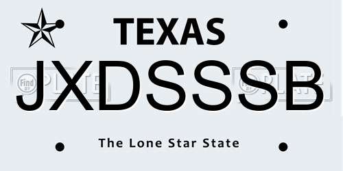 JXDSSSB Texas License Plate