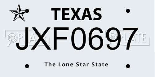 JXF0697 Texas License Plate