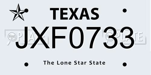 JXF0733 Texas License Plate