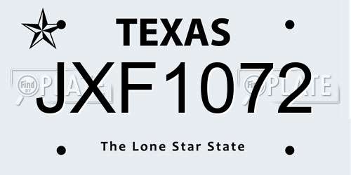 JXF1072 Texas License Plate