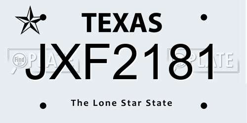 JXF2181 Texas License Plate