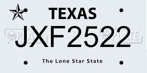 JXF2522 Texas License Plate
