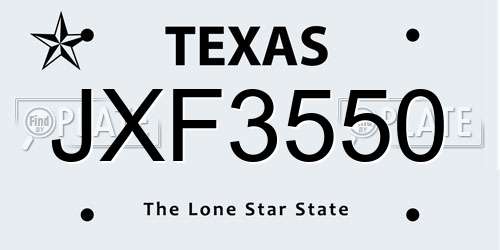 JXF3550 Texas License Plate