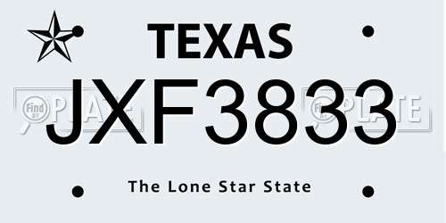 JXF3833 Texas License Plate