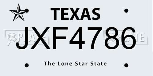 JXF4786 Texas License Plate