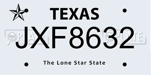 JXF8632 Texas License Plate