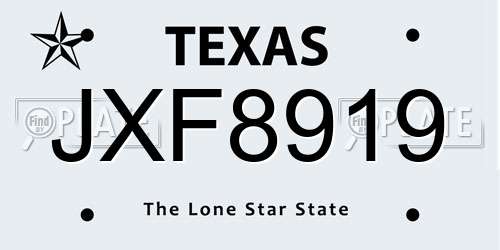 JXF8919 Texas License Plate