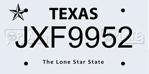 JXF9952 Texas License Plate