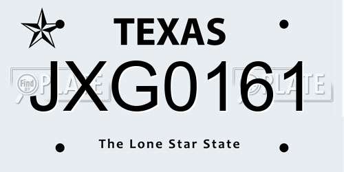 JXG0161 Texas License Plate