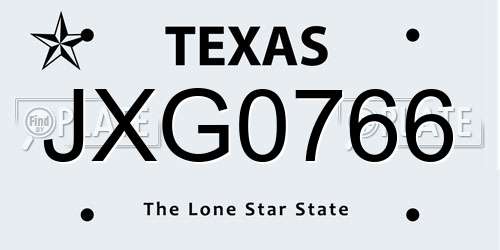 JXG0766 Texas License Plate